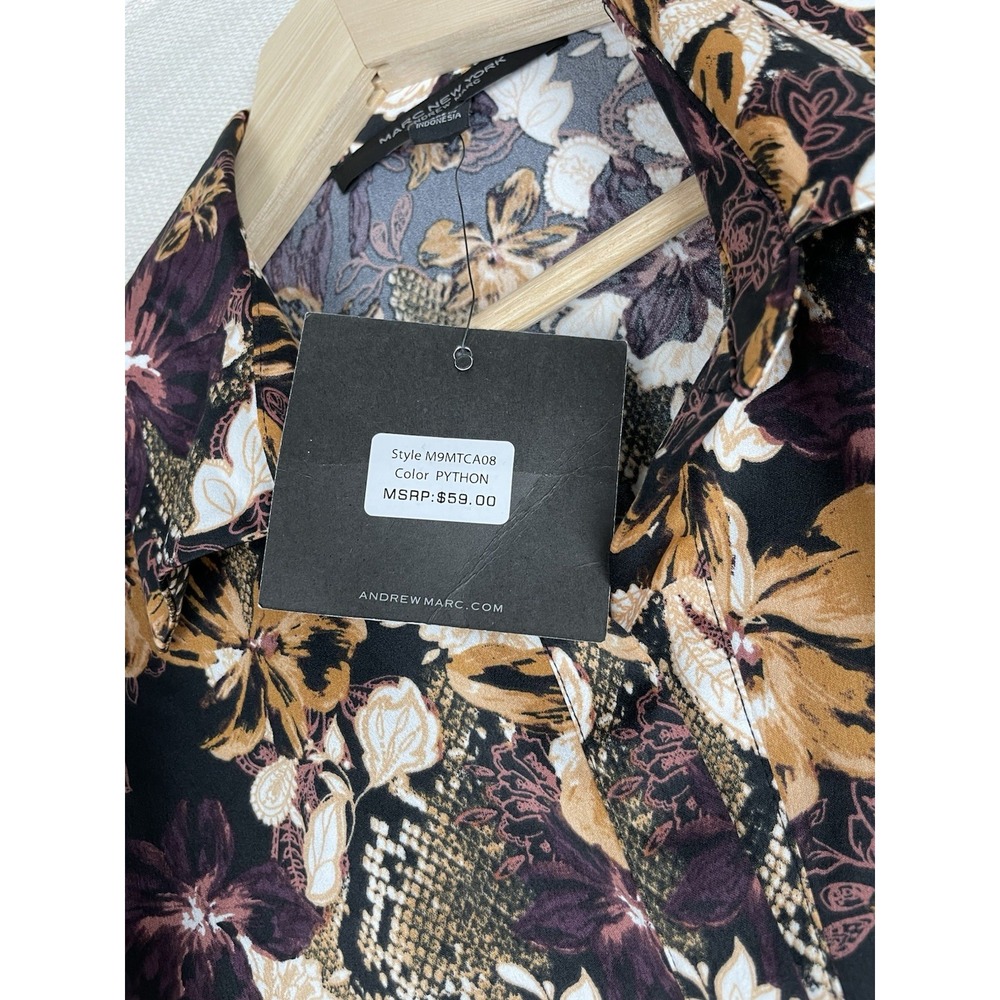 Marc New York Women's Floral Shirt Blouse Brown & Purple Medium‎ NWT Andrew Marc - Picture 10 of 12